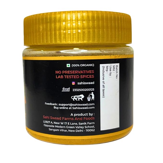 sahi swaad organic turmeric powder | shudh haldi powder | no preservatives | immunity booster | high curcumin | natural color & aroma | 50gm sahi swaad organic turmeric powder | shudh haldi powder | no preservatives | immunity booster | high curcumin | natural color & aroma | 50gm