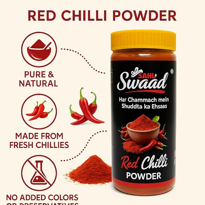 sahi swaad red chilli powder (100gm) no preservatives, 100% natural & lab tested spices sahi swaad red chilli powder (100gm) no preservatives, 100% natural & lab tested spices